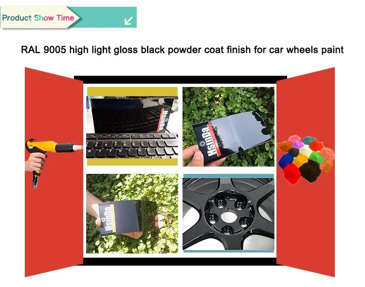 RAL 9005 high light gloss black powder coat finish for car wheels paint