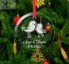 Personalized Love Birds First Christmas Glass Ornaments for Wedding Married Gift