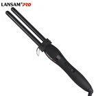 LANSAM Curling Tong Ceramic Tourmaline Curling Wand Iron Hair Curlers with Heat Setting