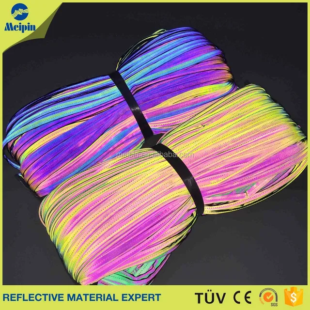 accessory high light colorful stretch reflective fabric piping