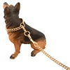 wholesale Stainless steel 18K Gold Chain Link for Pet Durable Large with Leather Hand cuban dog chain