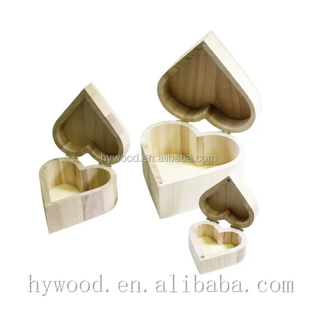 heart shape trio wooden boxes for crafts chocolate jewellery