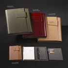 Hardcover customize cheap journal leather notebook with logo embossed Rotating button logo note book journal