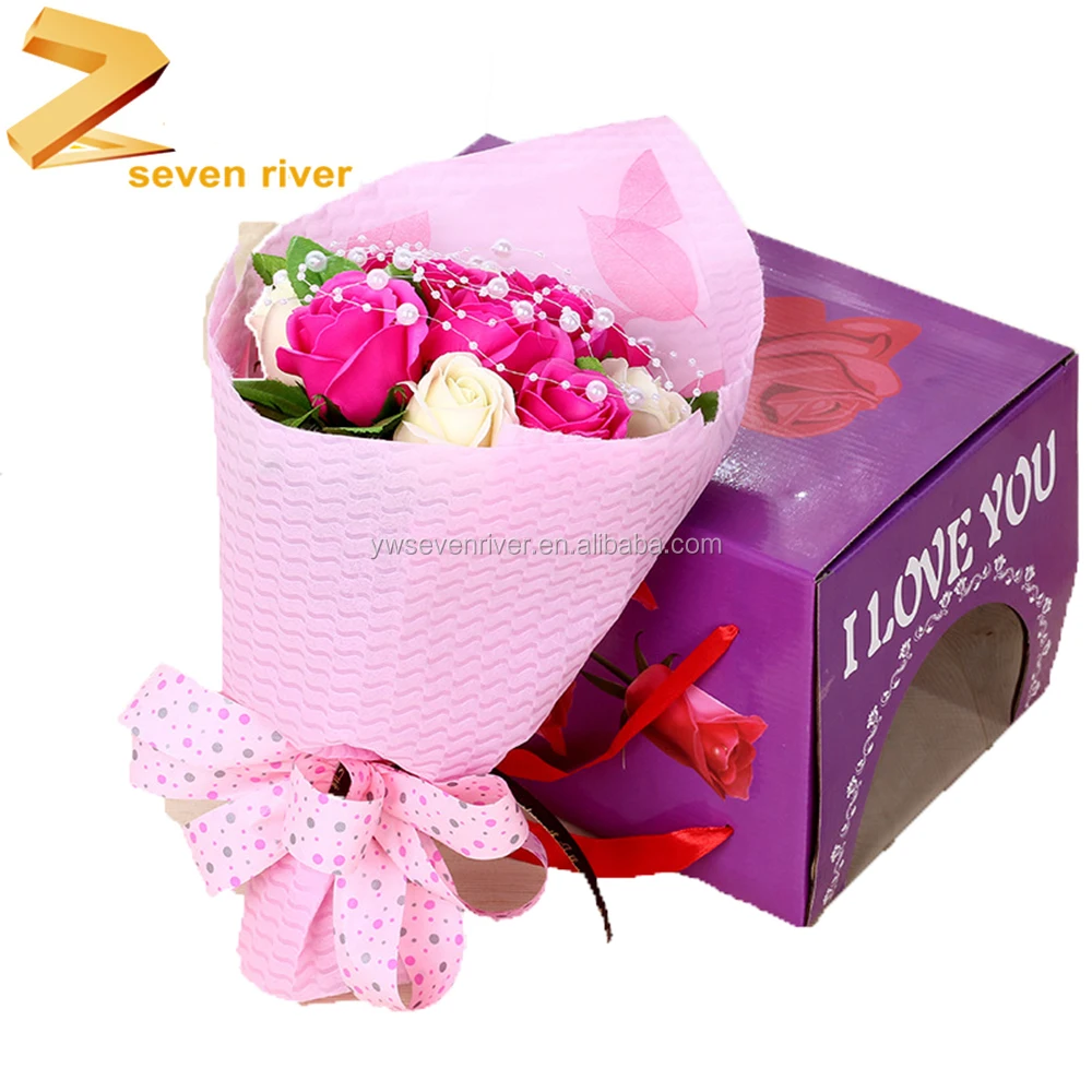 artificial rose flower bouquet soap romantic gift for wedding