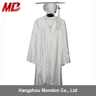 100% Shiny Polyester White Robe Child Graduation Robe and Cap