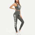 Women Sport Wear Yoga Leggings Tank Top Vest Two Piece Jogging Suit