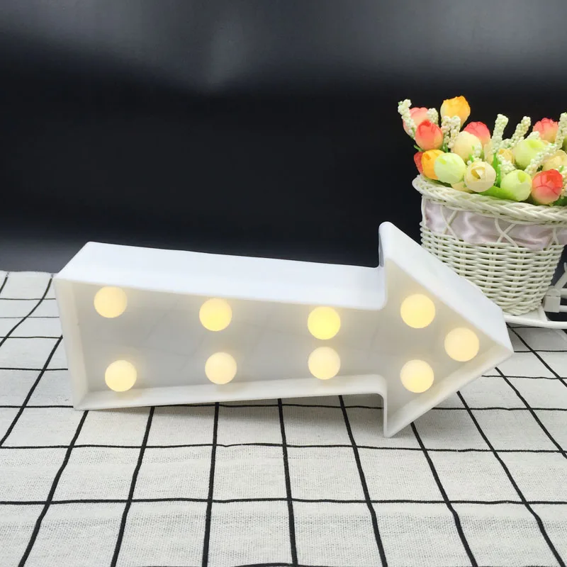 Modern Led Arrow Marquee Letter Luminaria Night Light 3D White  Black Home Table Wall Decor Lamp Indicator Light for Coffe Shop (14)
