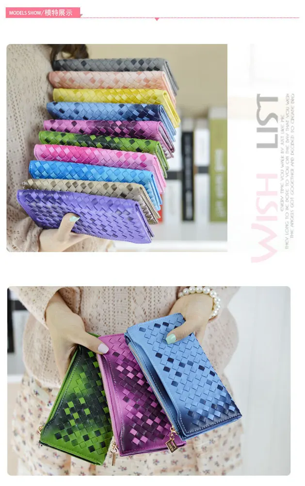 gradient woven wallets for women