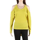 Wholesale factory price Cold shoulder side split women long sleeve tops blouse