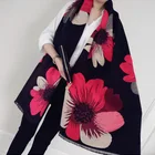 Autumn And Winter Women New Big Flower Warm Scarf Female Tassel Hair Warm Shawl Dual-Use Print Cotton Shawl
