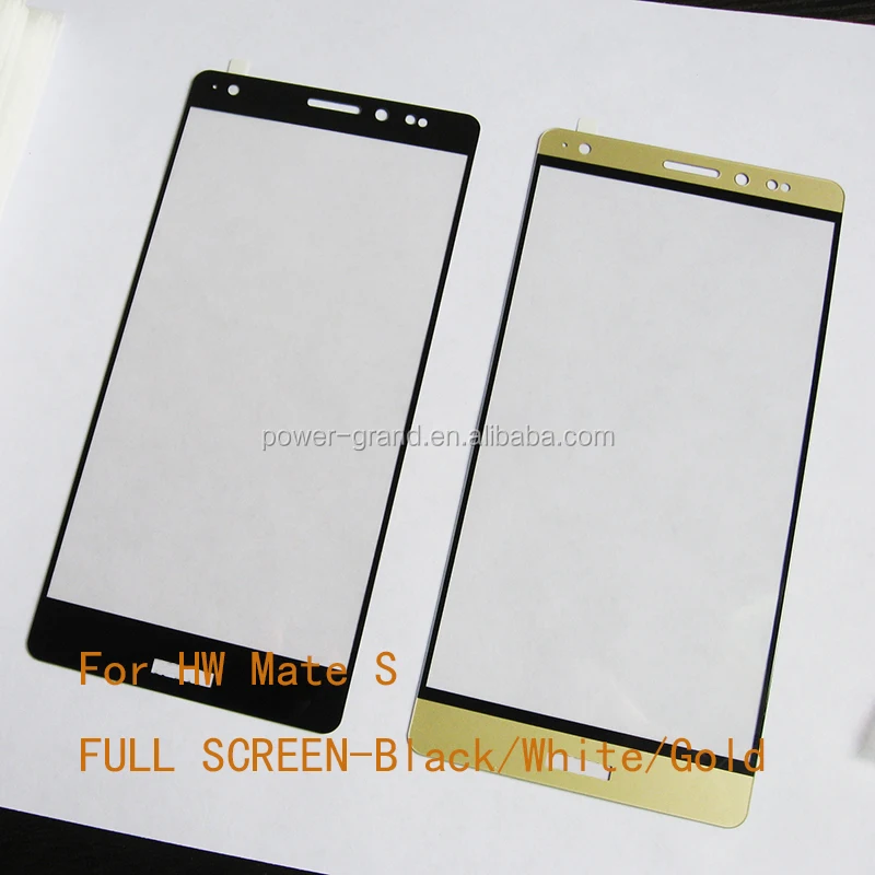 Silk screen printed flat FULLTempered glass screen protector for Huawei Mate S-Gold and Black-.JPG