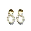 yiwu jewelry wholesale Korean elegant metal coin pearl earrings freshwater golden pearl hoop stud earrings
