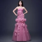Low Price Fish Tail Rose Red Sleeveless Off Shoulder Sexy Lady Wedding Dress