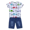 Custom OEM Clothes Boys Short Sleeves Set T-shirt Jeans Summer Outdoor Track Suits Promotion Price Clothing Set