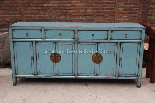 14062607 Painted Console in Blue / Chinese-style Cupboard Console Sideboard