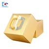 Gorgeous custom printed bakery golden paper box with handle