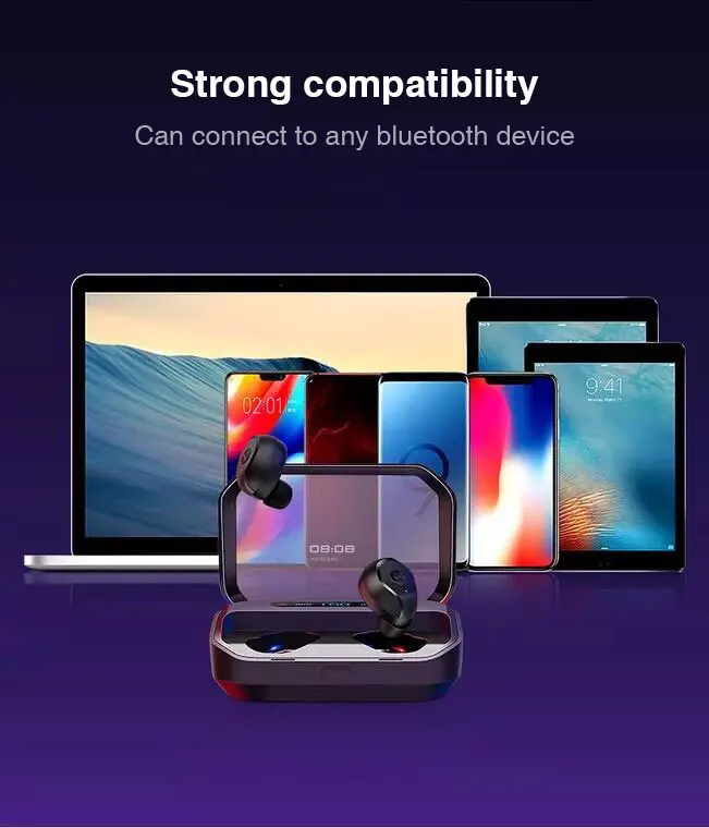 2019 Earteana TWS P10 SXP Newest In-Ear Wireless Bluetooth Earbuds with 3500 mAh power bank, LED Battery Display - ANKUX.COM