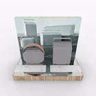 Retail shop counter top rustic wood speaker display stand