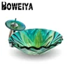 Restaurant elegant flower shape art glass washing basin