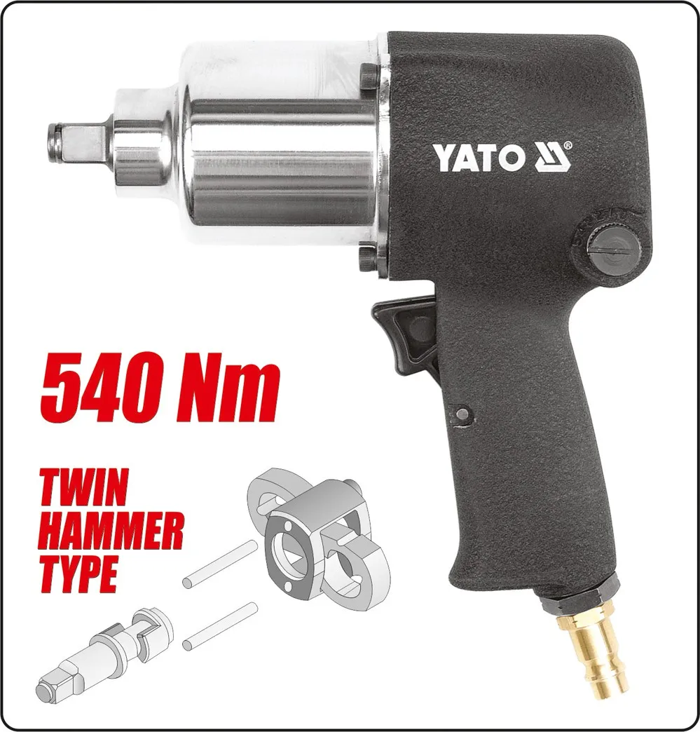 yato yt--0952 1/2"" 540nmtwin hammer pneumatic tool impact