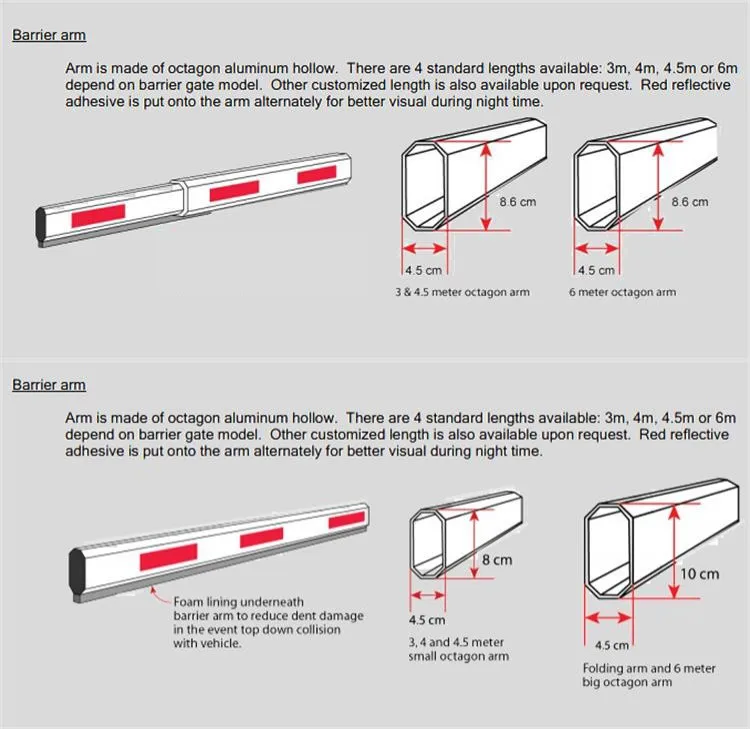 Manual Release Function Barrier Gate With Three Arm Type Boom Barriers