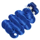 Hair Pieces Body Wave Blue Hair Bundles Remy Hair 3 Bundles Deals Blue Color Human Hair Weaving Bundles 3 Pieces 1 Pack