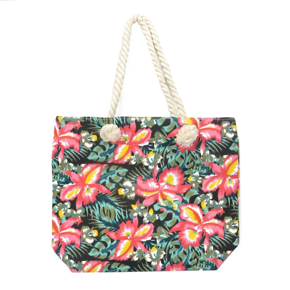 casual large capacity summer bohemia style floral print striped