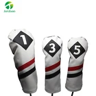 Golf Headcovers White Red and Black Vintage Leather Style 1 3 5 Driver and Fairway Head Covers Fits 460cc Drivers