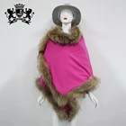 Winter Fashion Real Raccoon Fur Shawl Mink Fur Poncho For Women