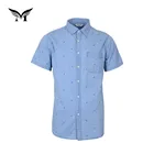 China custom fancy european men printed light blue denim shirts wholesale