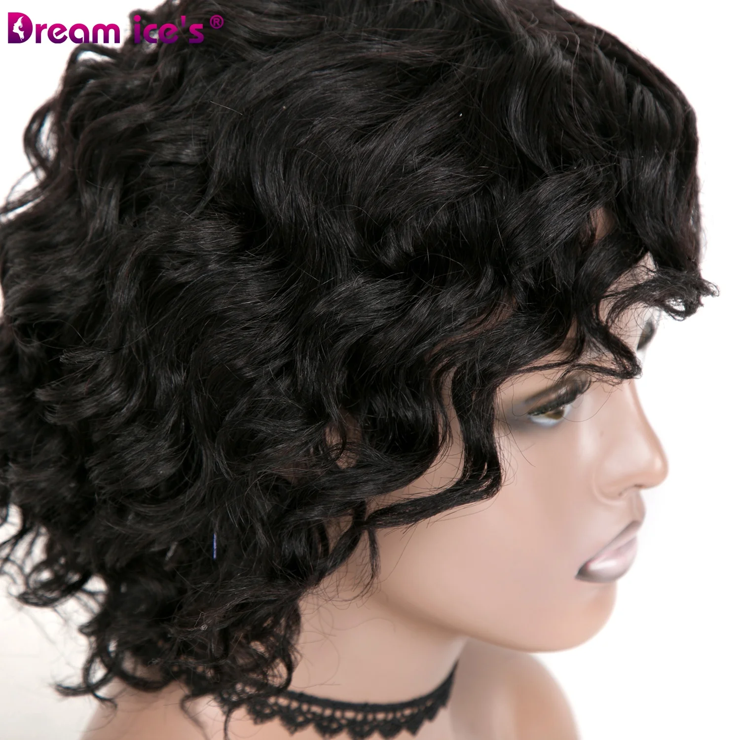 Dream.Ice's 100% Brazilian Virgin Remy short curly human hair wig for African American Women Cheap Human Hair Wigs