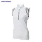 Sporty Ladies Show Racing Shirt Stand Collar Polo Horse Riding Shirt