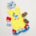 2018 baby clothes romper appliqued chick Easter day baby romper with bows