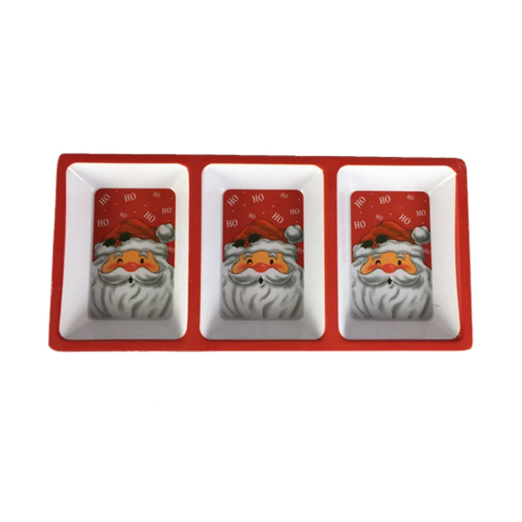 Hot 3 Compartment Plates, Melamine Divided Serving Tray