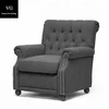 USA style wood base leisure single sofa chair linen cover upholstery living room furniture business office chair