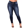 Bulk Wholesale Plus Size Ladies Top Design Blue Denim Ripped Pants Jeans