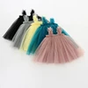 Baby Girl Spaghetti Straps Tulle Dresses Kids Girls Sleeveless Tube Top Party Dress Solid Color A-line Casual Summer Dress