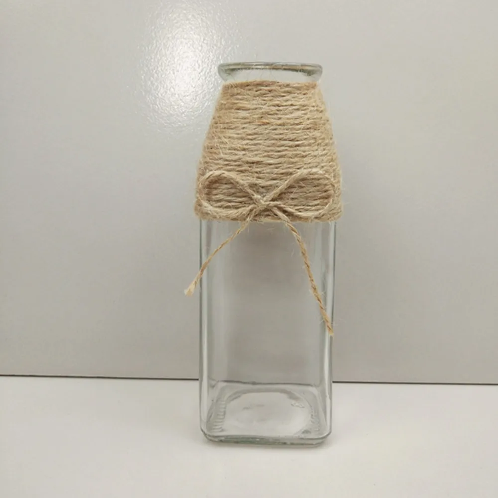 square glass vase with rope for wedding decoration