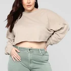 Manufacturer wholesale custom Polyester Cotton Long Sleeve Clothes Women Ladies Crop Top