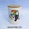 Custom Set of 3 ceramic birds/Flowers printing canister storage jar for kitchen