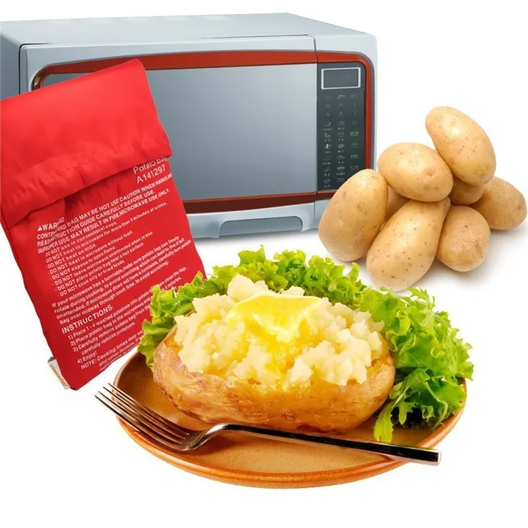 2 Pcs/Lot Oven Microwave Baked Red Potato Bag For Quick Fast( cook 8 potatoes at once ) In Just 4 Minutes Washed Potato Bags