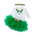 New Fashion Antler Printing Cotton Newborn Baby Suit Christmas Short Sleeved Infant Baby Clothing