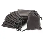 Gray Velvet Drawstring Bags Wedding Gift Bags Velvet Cloth Jewelry Pouches
