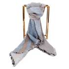Winter new female bubble yarn crochet triangle geometry polychromatic stitching warm scarf shawl