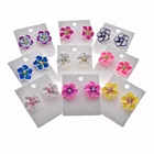 New design dot earring crystal stone polymer clay flower earring