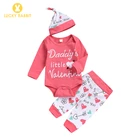 Girl Valentine Clothing Love Pink Baby Newborn Infant Clothes 3-Piece Set Jumpsuit Baby Newborn Girl Jumpsuits For Kids