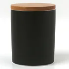 340ml 12oz Black Color Glazed Coffee Tea Canister With Bamboo Lid Silicone Ring Airtight Sets