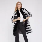 Elegant Women Chinchilla Rex Rabbit Fox Fur Coat Outwear