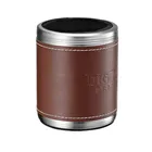 stainless steel can cooler holder with leather wrap cover