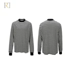 Promotional men gym polyester black and white stripe t-shirt